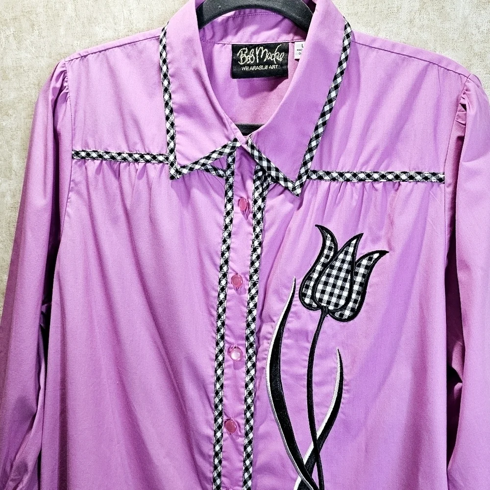 Bob Mackie Wearable Art Pink Tulip Blouse - Picture 2 of 6